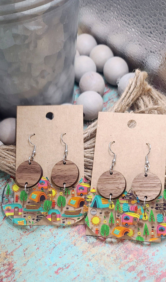 Earrings - Stacked Circle Camping