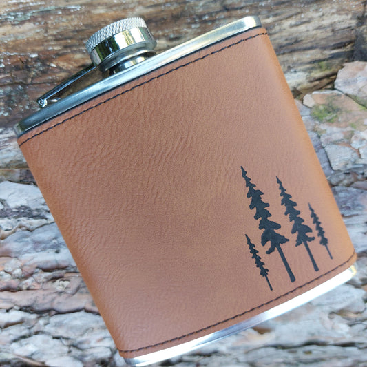 Flask - Vegan Leather Pine Trees