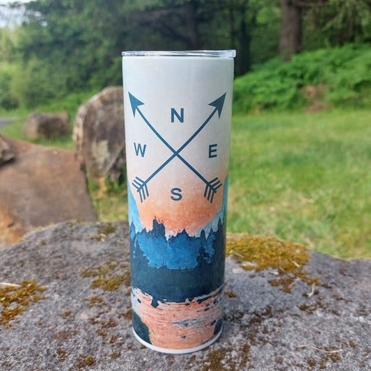 20oz Skinny Tumbler With Straw - Mountain Compass