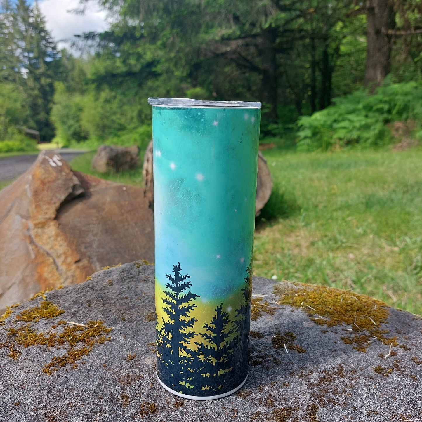 20oz Skinny Tumbler With Straw - Northern Lights