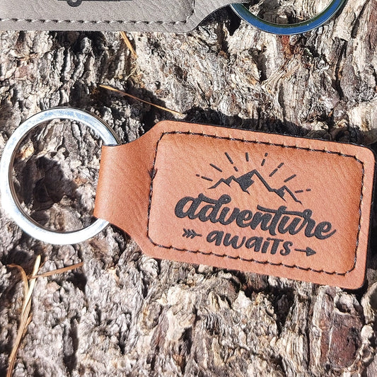 Vegan Leather Key Chain - Adventure Awaits