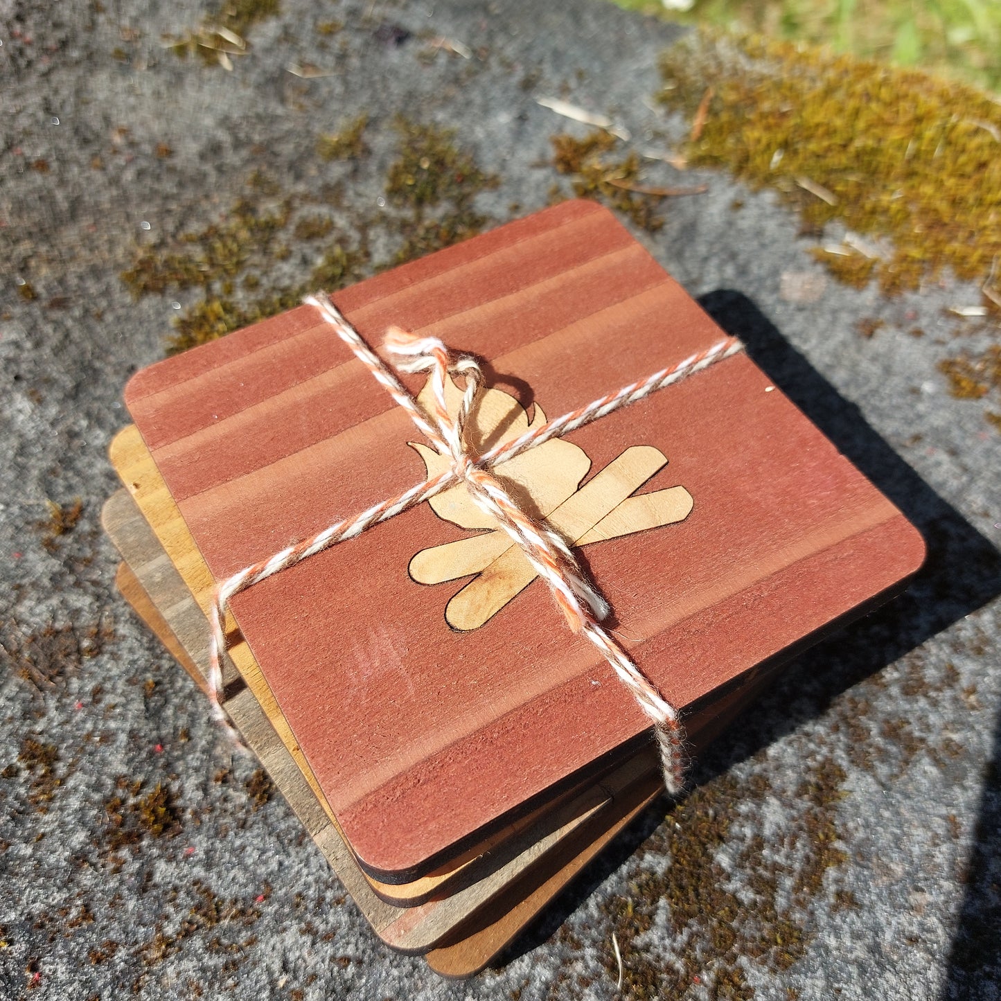 Wooden Coasters - Camp Life 4 piece set