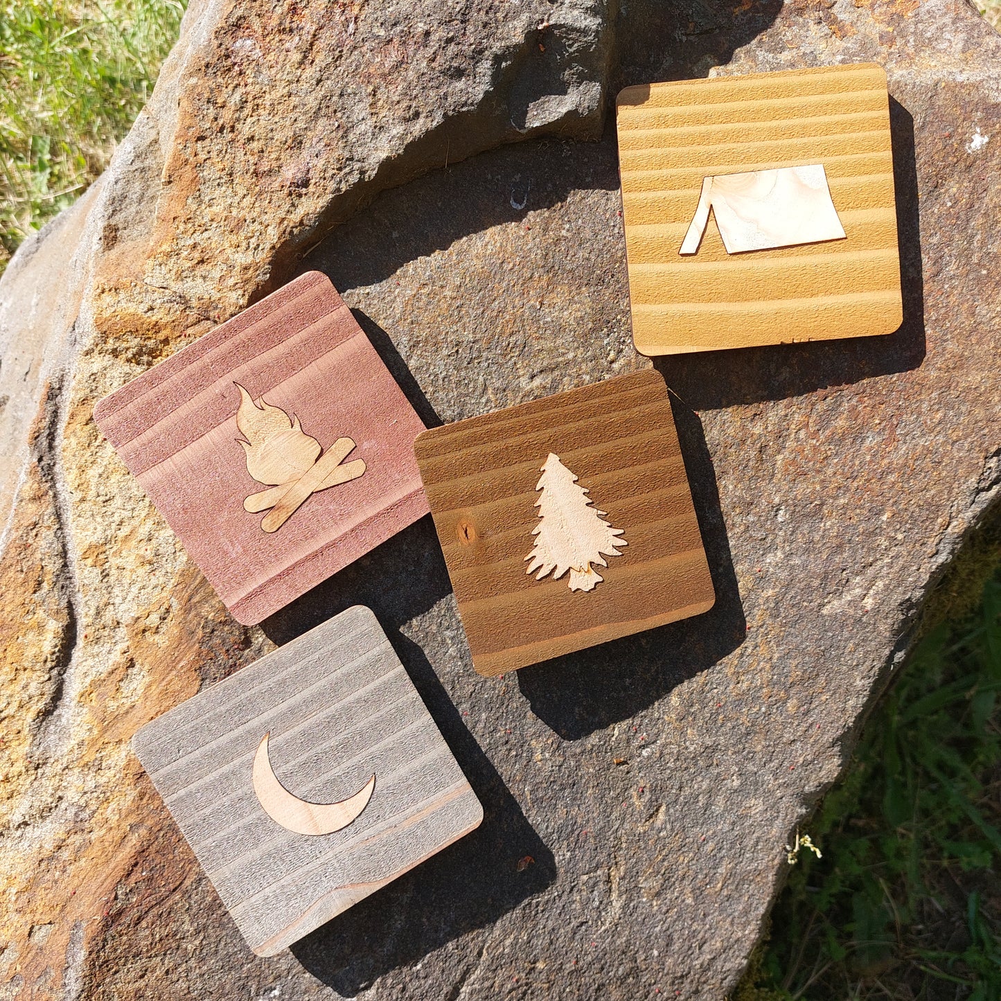 Wooden Coasters - Camp Life 4 piece set