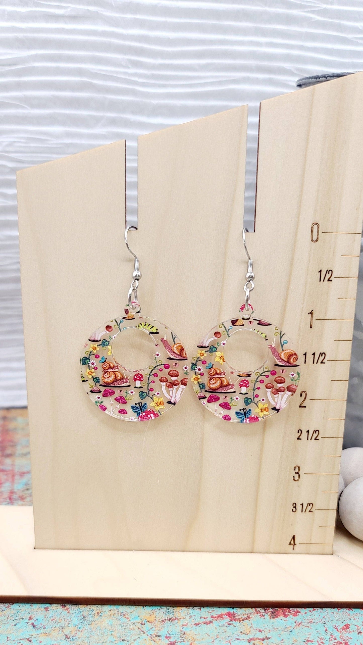 Earrings - Retro Circle Mushroom Garden