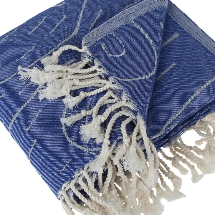 Peshtemal Organic Cotton Beach Towel - Blue Bison