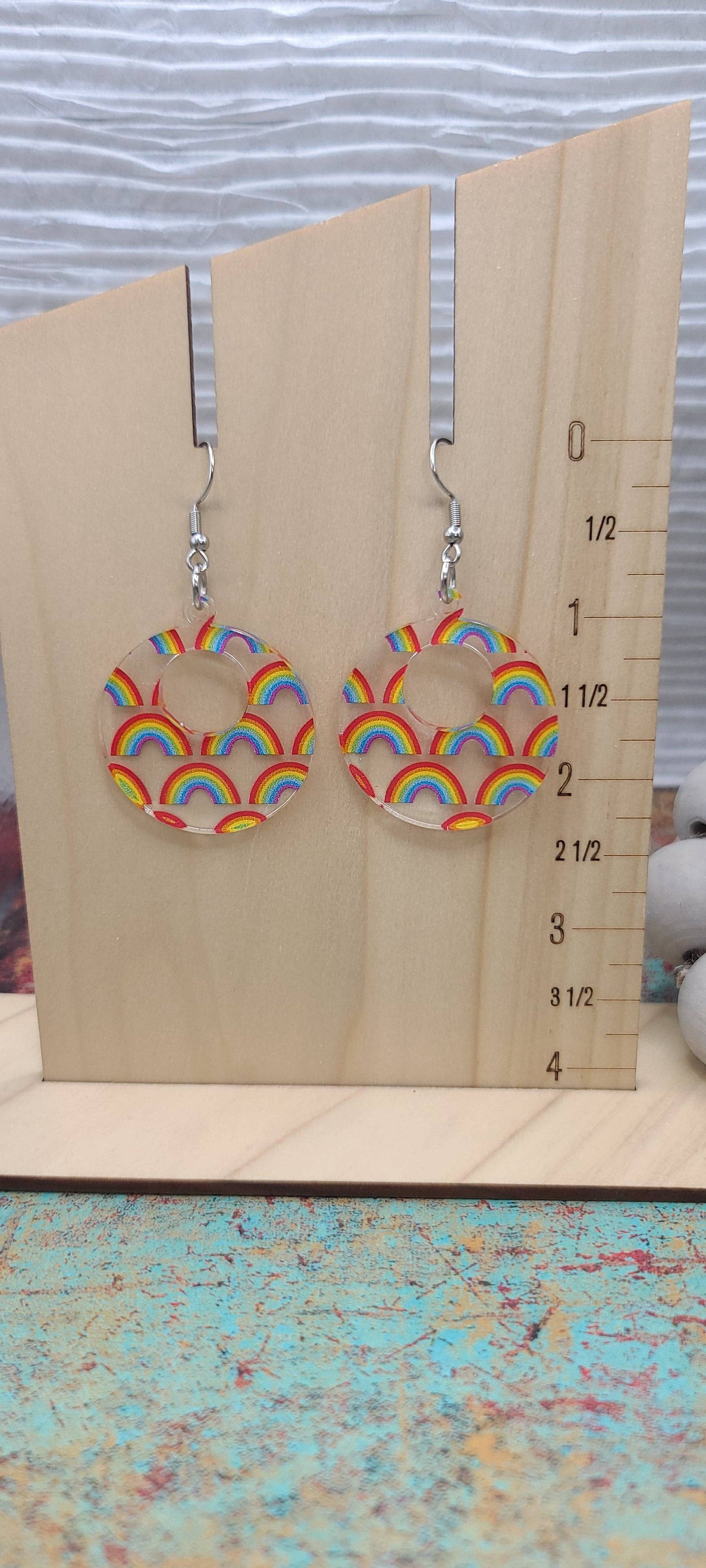 Earrings - Retro Circle Rainbow