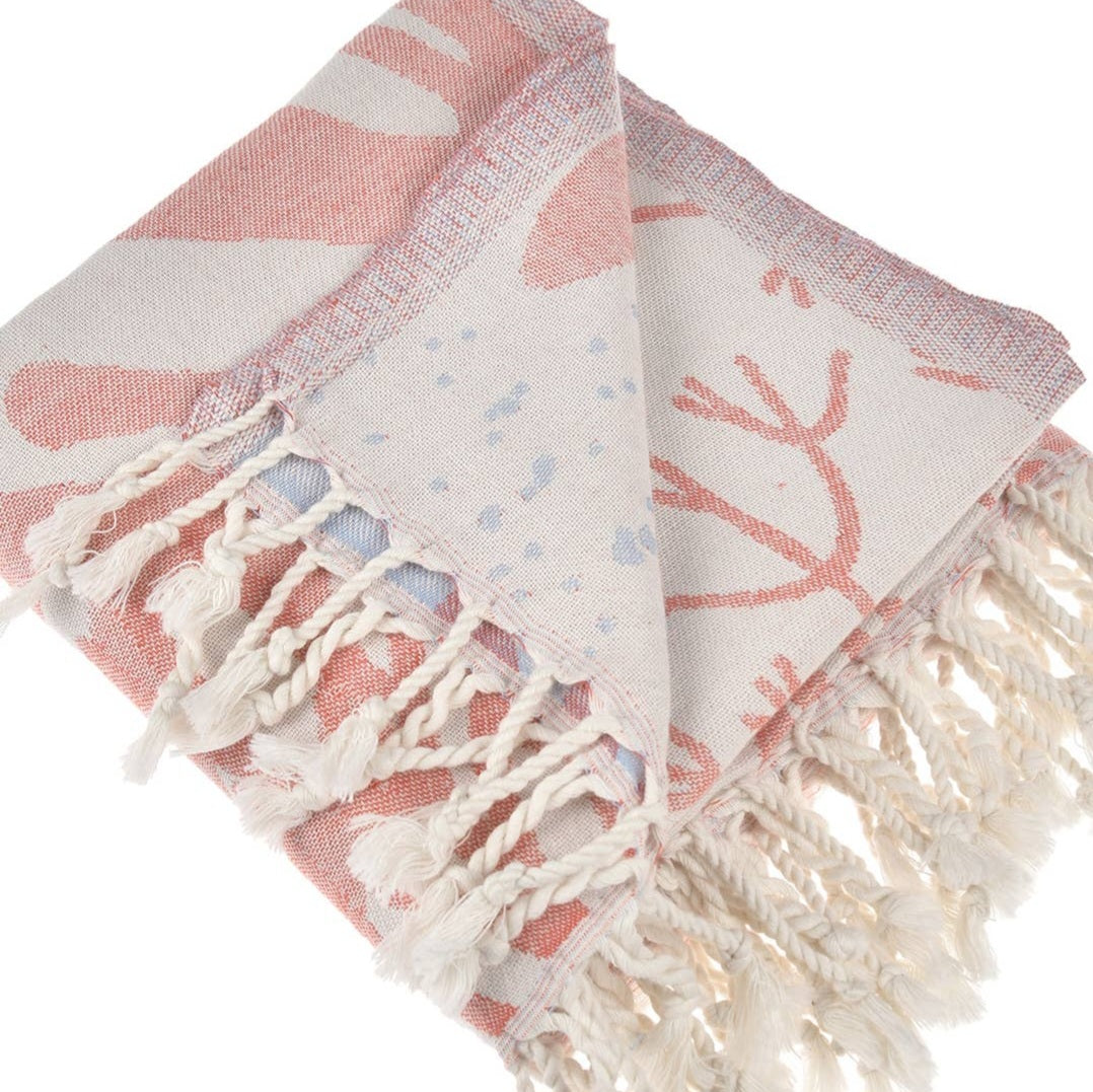 Peshtemal Organic Cotton Beach Towel - Coral