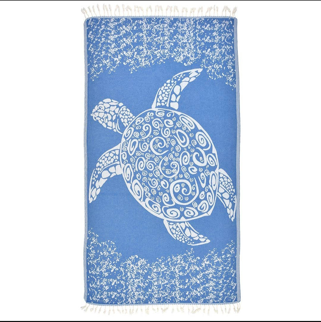 Peshtemal Organic Cotton Beach Towel - Giant Turtle