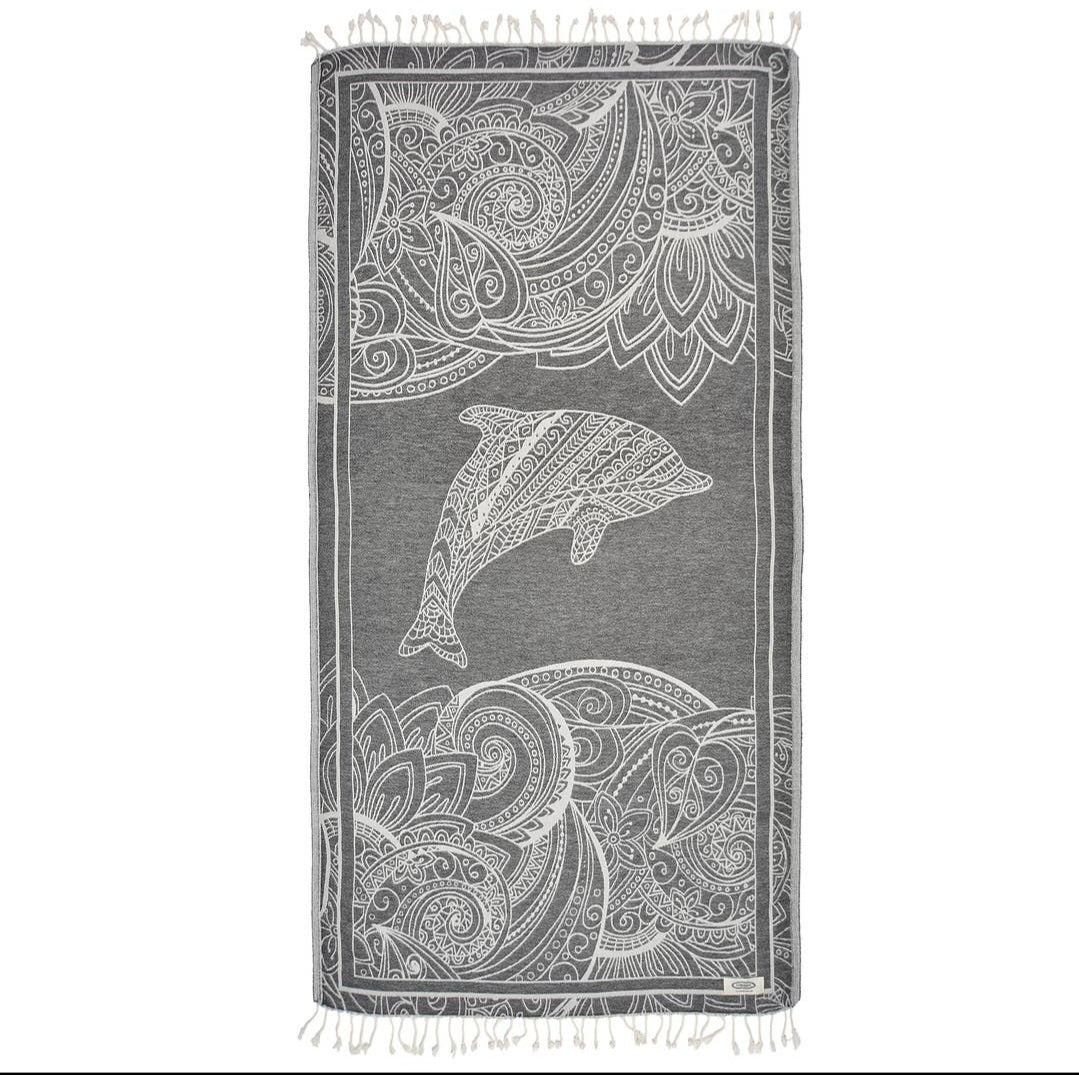 Peshtemal Organic Cotton Beach Towel - Magic Dolphin