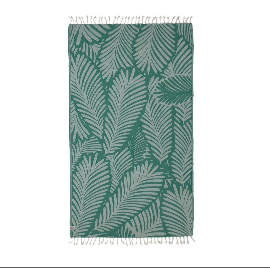 Peshtemal Organic Cotton Beach Towel - Green Jungle