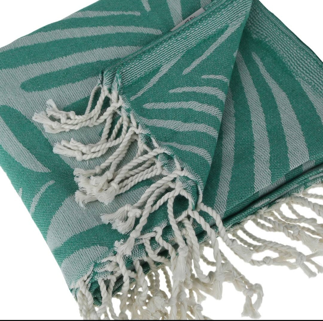 Peshtemal Organic Cotton Beach Towel - Green Jungle