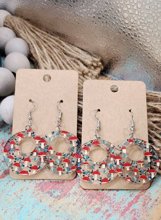 Earrings - Retro Circle Mushroom