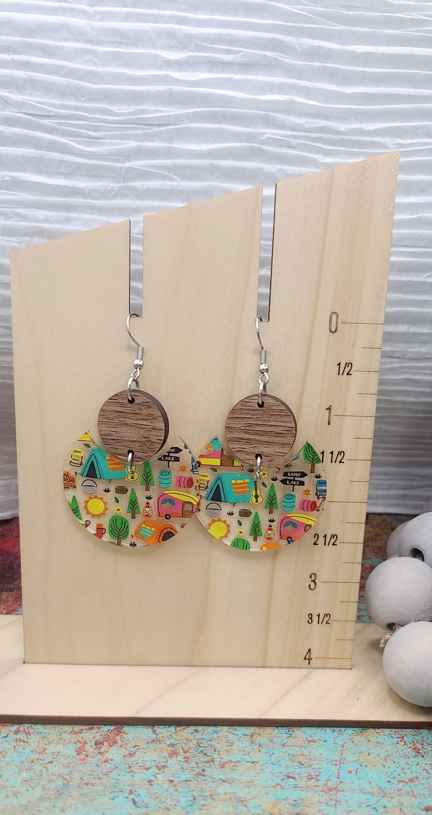 Earrings - Stacked Circle Camping