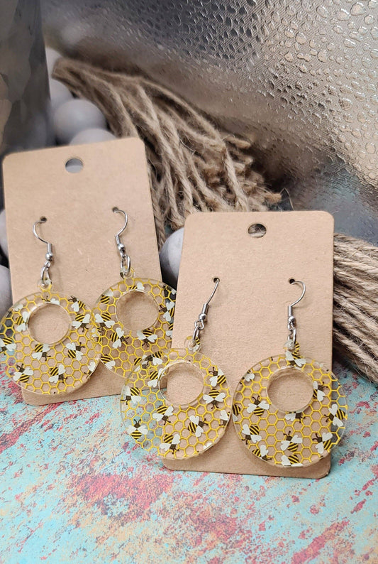 Earrings - Retro Circle Bee