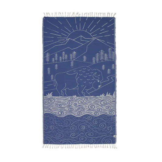 Peshtemal Organic Cotton Beach Towel - Blue Bison