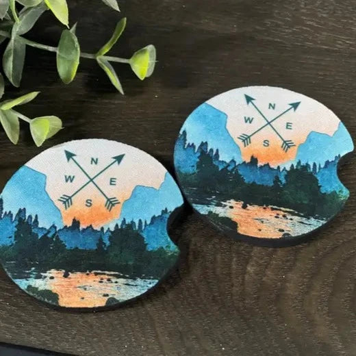 Car Coaster Set - Mountain Compass