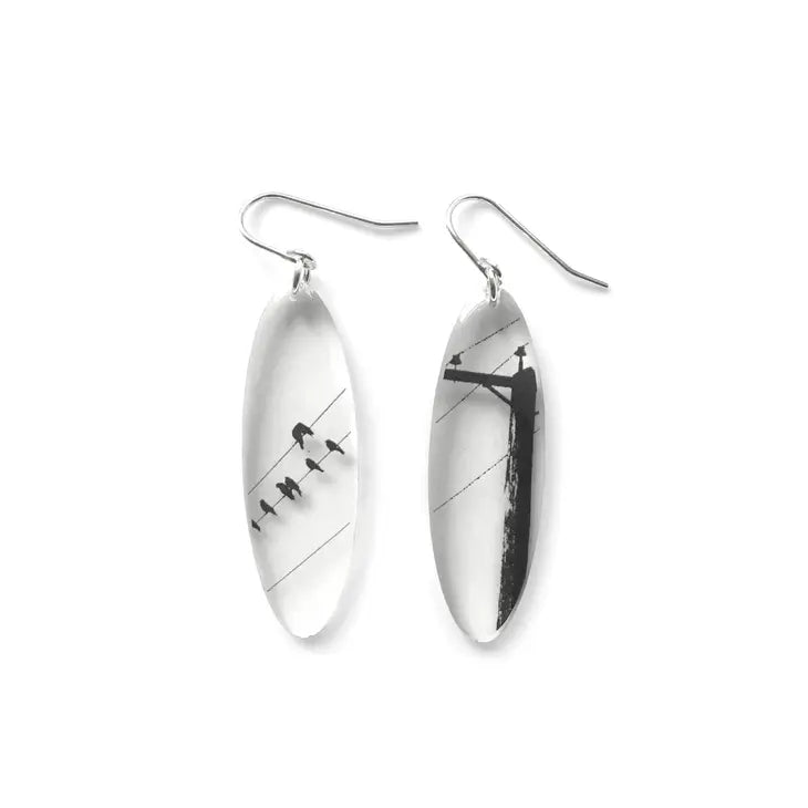 Earrings - Tall Oval Crow Poles