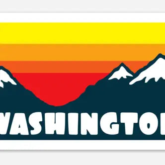 Stickers - Retro Mountain Sunset Washington