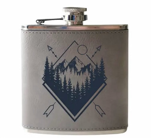 Flask - Vegan Leather Geometric Mountains